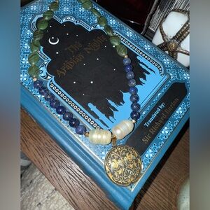 Vintage beads from the 20s-30s lapis Baroque  pearls  Damask swallow charm